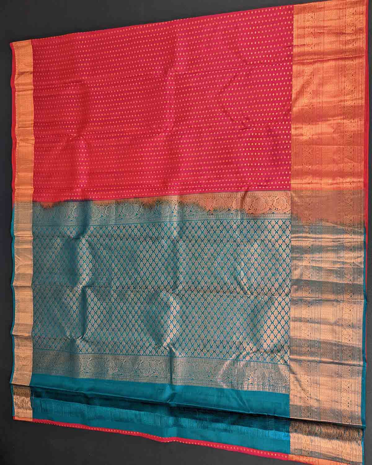 Self-border Saree with Diamond Zari Buttas and Annam Border