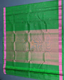 Bottle Green Kamalam Zari Buttas Silk Saree with Diamond Pallu
