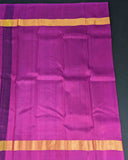 Traditional dark blue silk saree from Kancheepuram with zari border and detailed pallu