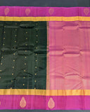 Floral Buttas Kancheepuram Silk Sarees with Purple Contrast Border - Traditional elegance in vibrant colors