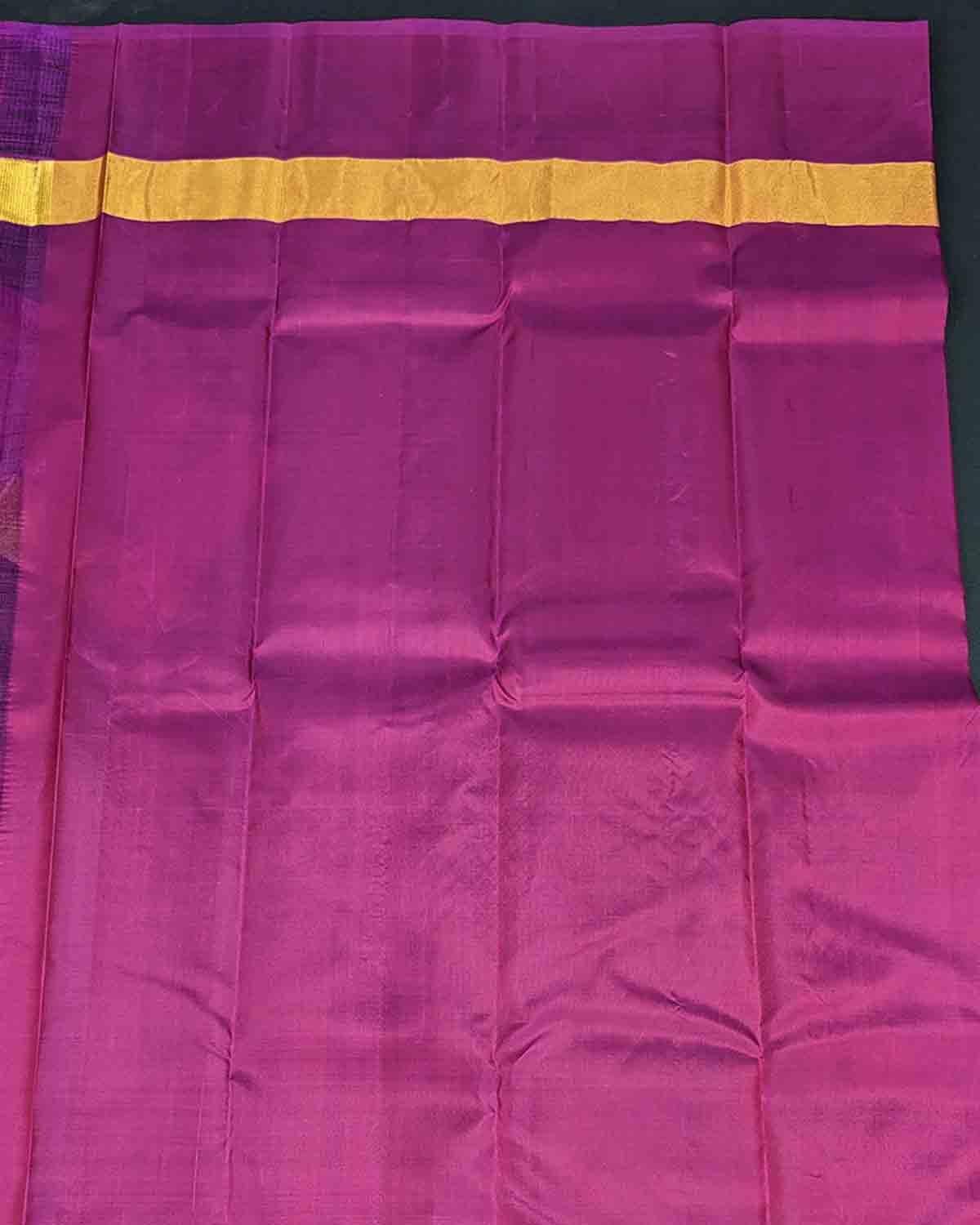 Floral Buttas Kancheepuram Silk Sarees with Purple Contrast Border - Traditional elegance in vibrant colors