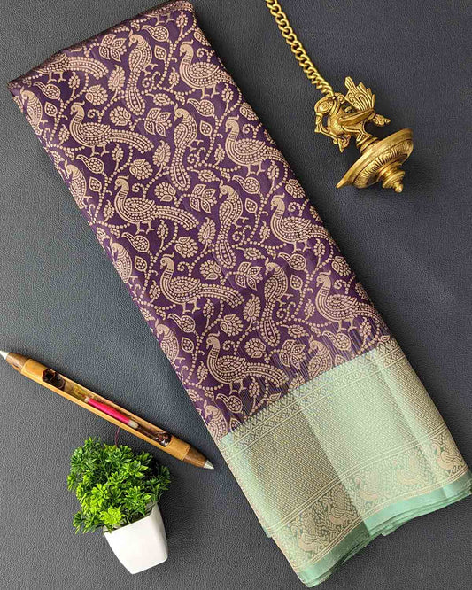 Annapakshi Zari Kanchipuram Soft Silk Saree with Buttas Motifs and Border