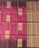 Elegant purple Kanchipuram silk saree with soft border and square buttas