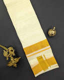 Mens Double Dhoti with Small Diamonds with Gold Jari in Pure Art Silk