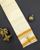 Double Dhoti Pure Kanchipuram Silk with Gold Border for Men